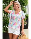 Darrahopens Women's Fashion > Tops & T-shirts Azura Exchange Abstract Print V Neck Dolman Blouse - S