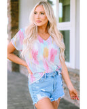 Darrahopens Women's Fashion > Tops & T-shirts Azura Exchange Abstract Print V Neck Dolman Blouse - S