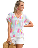 Darrahopens Women's Fashion > Tops & T-shirts Azura Exchange Abstract Print V Neck Dolman Blouse - S