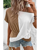 Darrahopens Women's Fashion > Tops & T-shirts Azura Exchange Asymmetric Colorblock Strappy Cold Shoulder Top - S