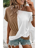 Darrahopens Women's Fashion > Tops & T-shirts Azura Exchange Asymmetric Colorblock Strappy Cold Shoulder Top - S