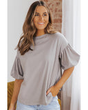 Darrahopens Women's Fashion > Tops & T-shirts Azura Exchange Bubble Sleeve Round Neck Blouse - L