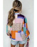 Darrahopens Women's Fashion > Tops & T-shirts Azura Exchange Button Front Cuffed Sleeve Shirt with Mixed Print - M