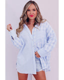 Darrahopens Women's Fashion > Tops & T-shirts Azura Exchange Checked Patchwork Long Sleeve Shirt - L