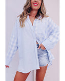 Darrahopens Women's Fashion > Tops & T-shirts Azura Exchange Checked Patchwork Long Sleeve Shirt - L