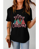 Darrahopens Women's Fashion > Tops & T-shirts Azura Exchange Christmas Tree Pattern Graphic Tee - M