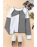 Darrahopens Women's Fashion > Tops & T-shirts Azura Exchange Color Block Rib Knit Top with Irregular Seaming Trim - L