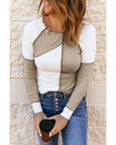 Darrahopens Women's Fashion > Tops & T-shirts Azura Exchange Color Block Rib Knit Top - XL