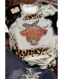 Darrahopens Women's Fashion > Tops & T-shirts Azura Exchange Cow Head Print Short Sleeve Tee - L