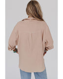 Darrahopens Women's Fashion > Tops & T-shirts Azura Exchange Crinkled Khaki Shirt with Turn-down Collar and Button Closure - L