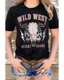 Darrahopens Women's Fashion > Tops & T-shirts Azura Exchange Desert Roads Bull Skull Graphic Tee - L