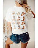 Darrahopens Women's Fashion > Tops & T-shirts Azura Exchange Double-Side Cowboy Hat & Boots Graphic Tee - M