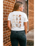 Darrahopens Women's Fashion > Tops & T-shirts Azura Exchange Double-Side Cowboy Hat & Boots Graphic Tee - M
