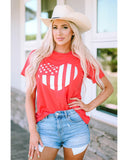 Darrahopens Women's Fashion > Tops & T-shirts Azura Exchange Flag Heart Print Graphic Tee - S
