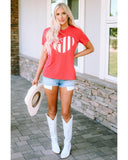 Darrahopens Women's Fashion > Tops & T-shirts Azura Exchange Flag Heart Print Graphic Tee - S