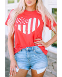 Darrahopens Women's Fashion > Tops & T-shirts Azura Exchange Flag Heart Print Graphic Tee - S