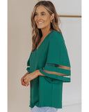 Darrahopens Women's Fashion > Tops & T-shirts Azura Exchange Flare Sleeve V Neck Loose Blouse - S