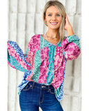 Darrahopens Women's Fashion > Tops & T-shirts Azura Exchange Floral Leopard Mix Patchwork Pullover - M