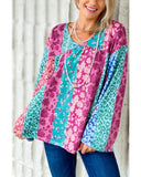 Darrahopens Women's Fashion > Tops & T-shirts Azura Exchange Floral Leopard Mix Patchwork Pullover - M