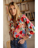 Darrahopens Women's Fashion > Tops & T-shirts Azura Exchange Floral Print Bracelet Sleeve Shirt - L