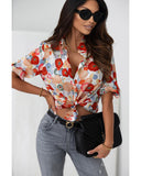 Darrahopens Women's Fashion > Tops & T-shirts Azura Exchange Floral Print Bracelet Sleeve Shirt - L