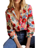 Darrahopens Women's Fashion > Tops & T-shirts Azura Exchange Floral Print Bracelet Sleeve Shirt - L