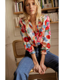 Darrahopens Women's Fashion > Tops & T-shirts Azura Exchange Floral Print Bracelet Sleeve Shirt - L