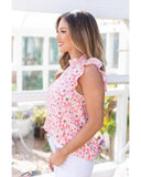 Darrahopens Women's Fashion > Tops & T-shirts Azura Exchange Floral Print Ruffle Trim Blouse - M