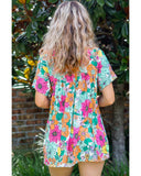 Darrahopens Women's Fashion > Tops & T-shirts Azura Exchange Floral Print Short Sleeve Babydoll Blouse - XL