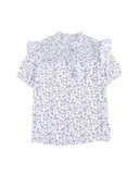 Darrahopens Women's Fashion > Tops & T-shirts Azura Exchange Floral Print Smocked Ruffled V Neck T-shirt - S