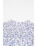 Darrahopens Women's Fashion > Tops & T-shirts Azura Exchange Floral Print Smocked Ruffled V Neck T-shirt - S