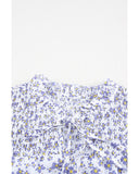 Darrahopens Women's Fashion > Tops & T-shirts Azura Exchange Floral Print Smocked Ruffled V Neck T-shirt - S