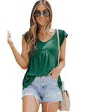 Darrahopens Women's Fashion > Tops & T-shirts Azura Exchange Flounce Sleeve V Neck Babydoll Top - S