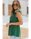 Darrahopens Women's Fashion > Tops & T-shirts Azura Exchange Flounce Sleeve V Neck Babydoll Top - S