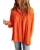Darrahopens Women's Fashion > Tops & T-shirts Azura Exchange Frill Trim Puff Sleeve Shirt - 2XL