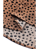 Darrahopens Women's Fashion > Tops & T-shirts Azura Exchange Frilled Neck 3/4 Sleeves Cheetah Blouse - S