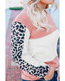 Darrahopens Women's Fashion > Tops & T-shirts Azura Exchange Knitted Leopard Color Block Long Sleeve Top - M