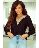 Darrahopens Women's Fashion > Tops & T-shirts Azura Exchange Lace Panel V Neck Ruffle Blouse - XL