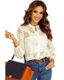Darrahopens Women's Fashion > Tops & T-shirts Azura Exchange Lace Stand Neck Textured Shirt - XL