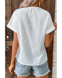 Darrahopens Women's Fashion > Tops & T-shirts Azura Exchange Lace Swiss Dot Cuffed Sleeves Top - XL
