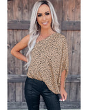 Darrahopens Women's Fashion > Tops & T-shirts Azura Exchange Leopard Asymmetric One Shoulder Blouse - XL