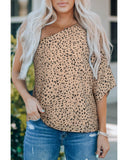 Darrahopens Women's Fashion > Tops & T-shirts Azura Exchange Leopard Asymmetric One Shoulder Blouse - XL