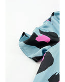 Darrahopens Women's Fashion > Tops & T-shirts Azura Exchange Leopard Print Ruched Short Sleeve Blouse - L