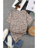 Darrahopens Women's Fashion > Tops & T-shirts Azura Exchange Leopard Print V Neck Tee with Front Pocket - S