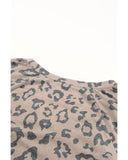 Darrahopens Women's Fashion > Tops & T-shirts Azura Exchange Leopard Print V Neck Tee with Front Pocket - S
