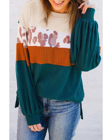 Darrahopens Women's Fashion > Tops & T-shirts Azura Exchange Leopard Waffle Knit Top - XL