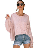 Darrahopens Women's Fashion > Tops & T-shirts Azura Exchange Loose Sleeve Oversized Top with Exposed Seam Chest Pocket - L