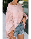 Darrahopens Women's Fashion > Tops & T-shirts Azura Exchange Loose Sleeve Oversized Top with Exposed Seam Chest Pocket - L