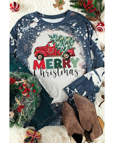 Darrahopens Women's Fashion > Tops & T-shirts Azura Exchange MERRY Christmas Bleached Long Sleeve Top - S