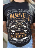 Darrahopens Women's Fashion > Tops & T-shirts Azura Exchange NASHVILLE Letter Guitar Print Tee - L